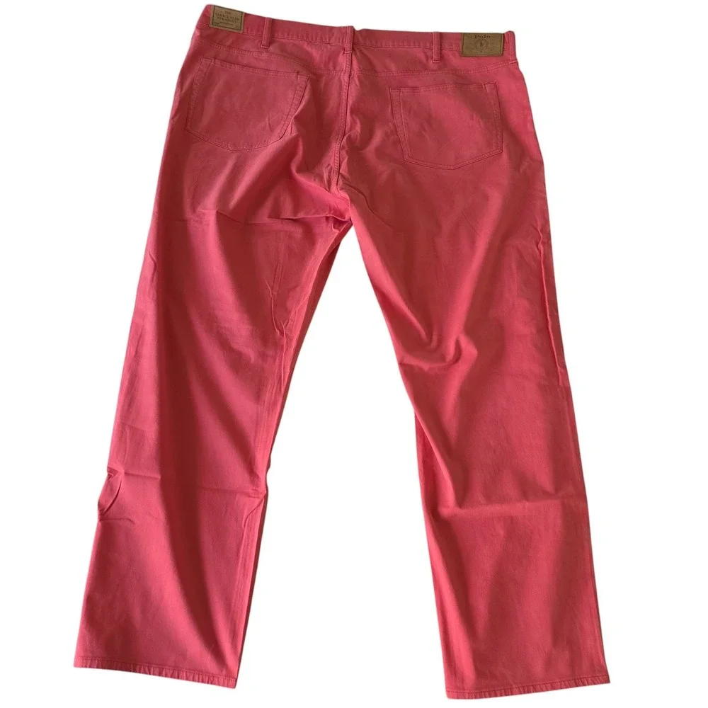 Polo Ralph Lauren Mens Varick Slim Straight Pants Red Salmon Pink 48B x 32